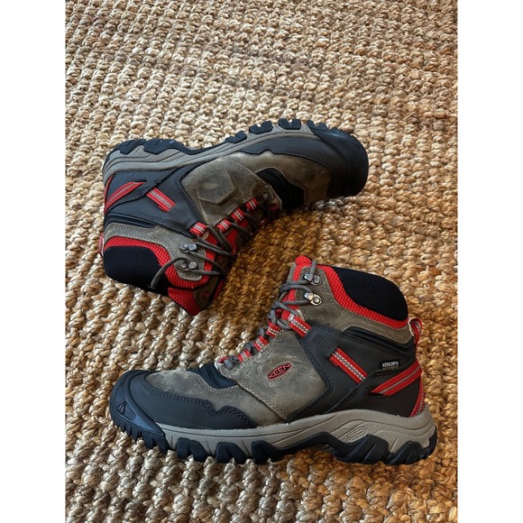 KEEN Ridge Flex Mid Waterproof Hiking Boots Mens 11 Brown Red 1024914
